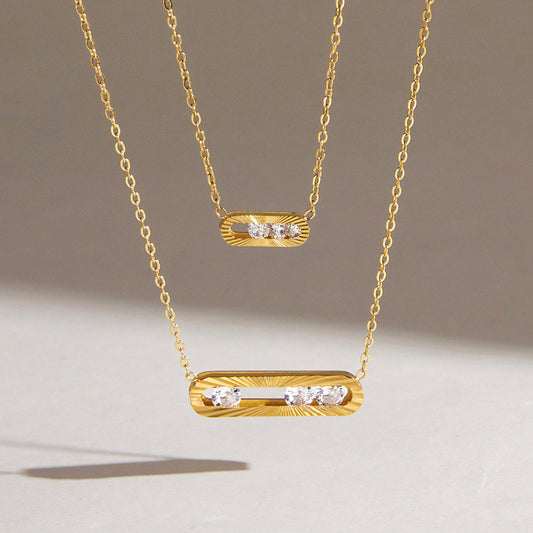 Sunray Zirconia Paperclip Necklace Series — view 5