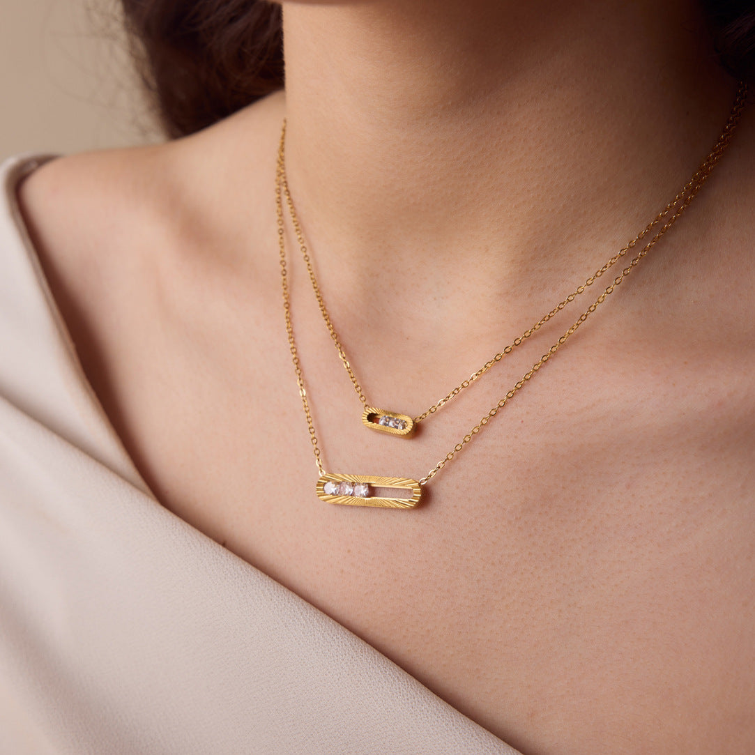 Sunray Zirconia Paperclip Necklace Series — view 2