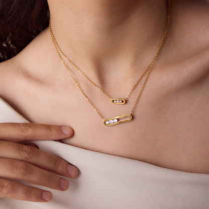 Sunray Zirconia Paperclip Necklace Series — view 3
