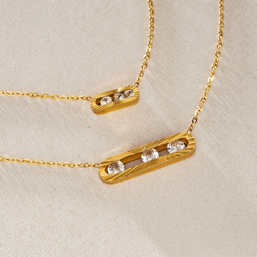 Sunray Zirconia Paperclip Necklace Series — view 4