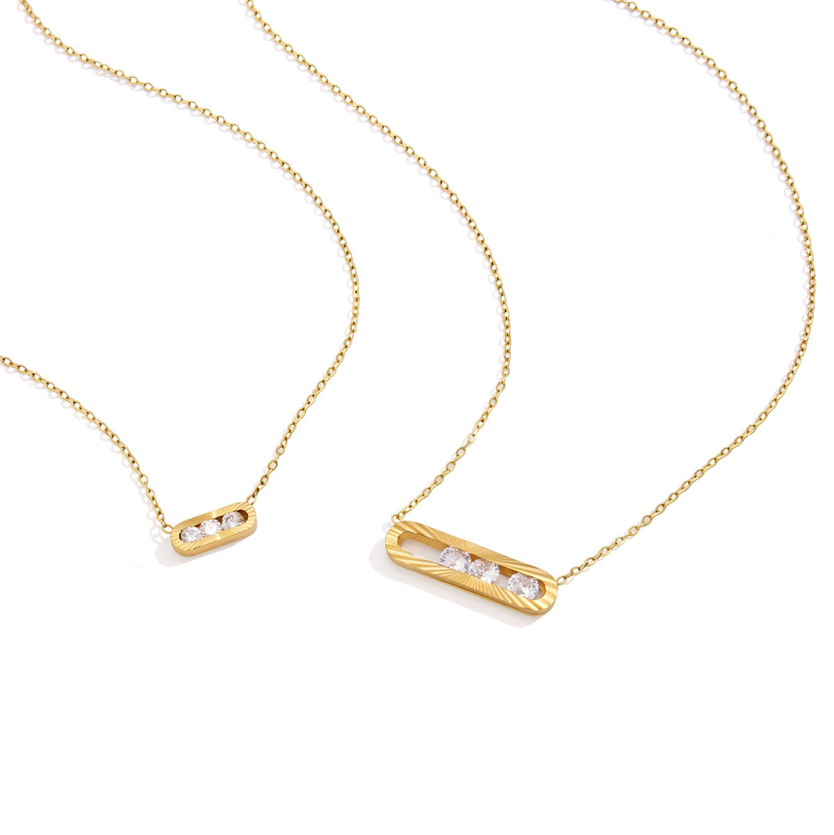 Sunray Zirconia Paperclip Necklace Series