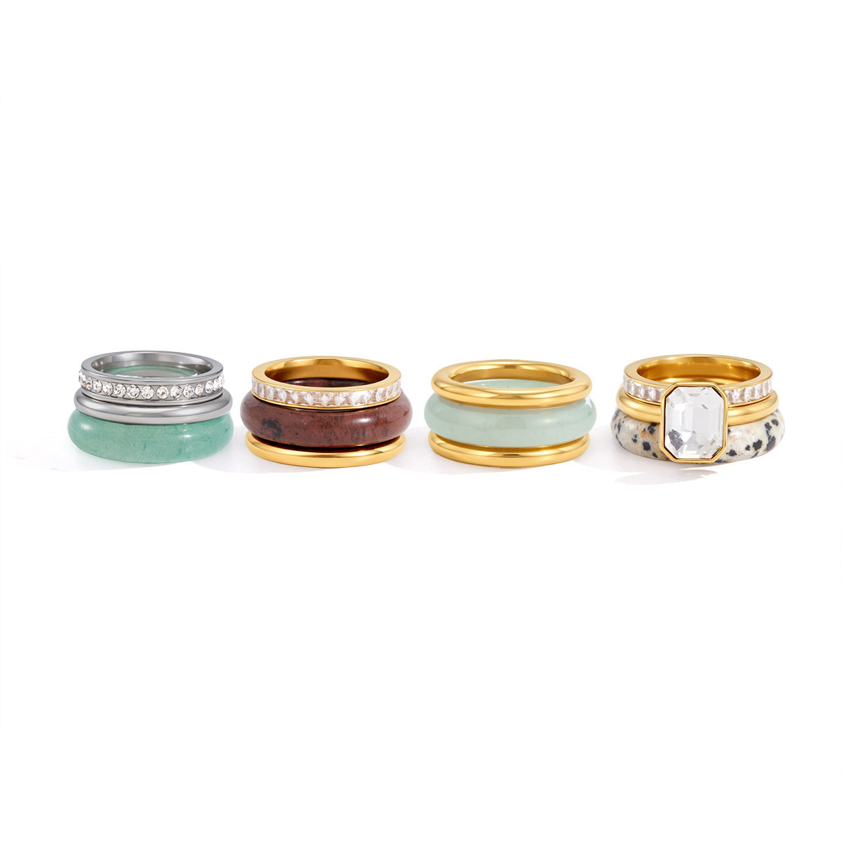Stacked Stone & Zirconia Ring Set
