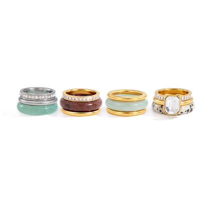 Stacked Stone & Zirconia Ring Set