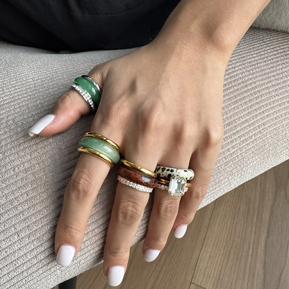 Stacked Stone & Zirconia Ring Set — view 2