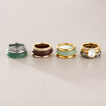 Stacked Stone & Zirconia Ring Set — view 4