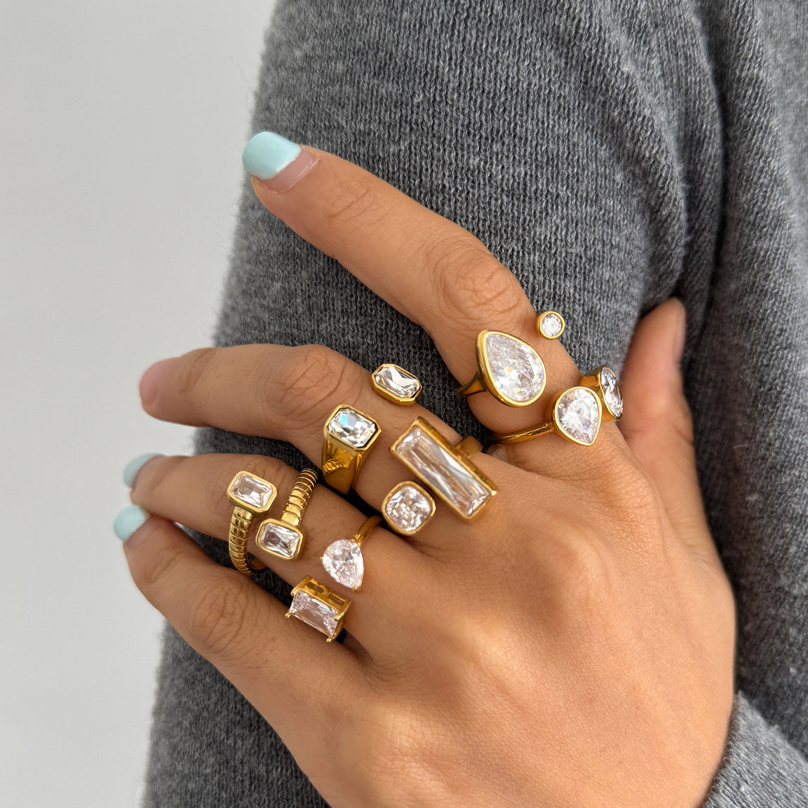Dual Stone Zirconia Open Ring Series — view 2