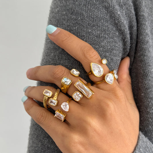 Dual Stone Zirconia Open Ring Series — view 2