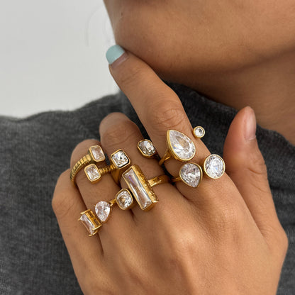 Dual Stone Zirconia Open Ring Series — view 3