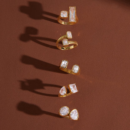 Dual Stone Zirconia Open Ring Series — view 4