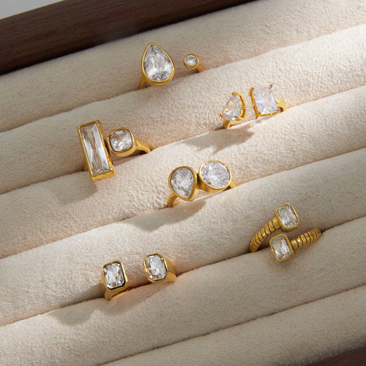 Dual Stone Zirconia Open Ring Series — view 6