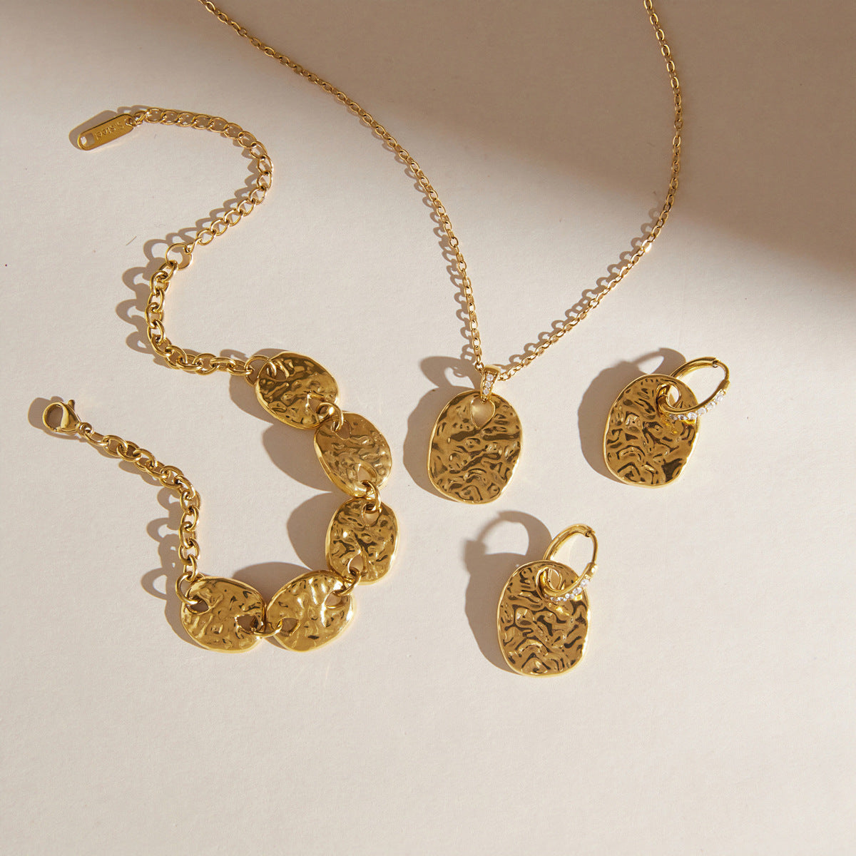 Hammered Stainless Steel Jewelry Set — view 7