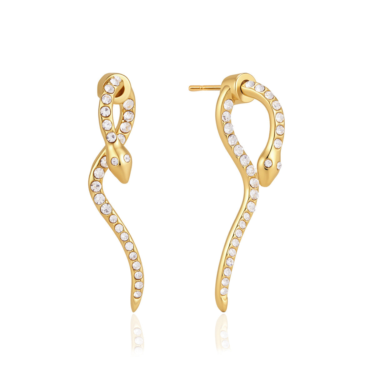 Serpent Zirconia Stainless Steel Earrings Set