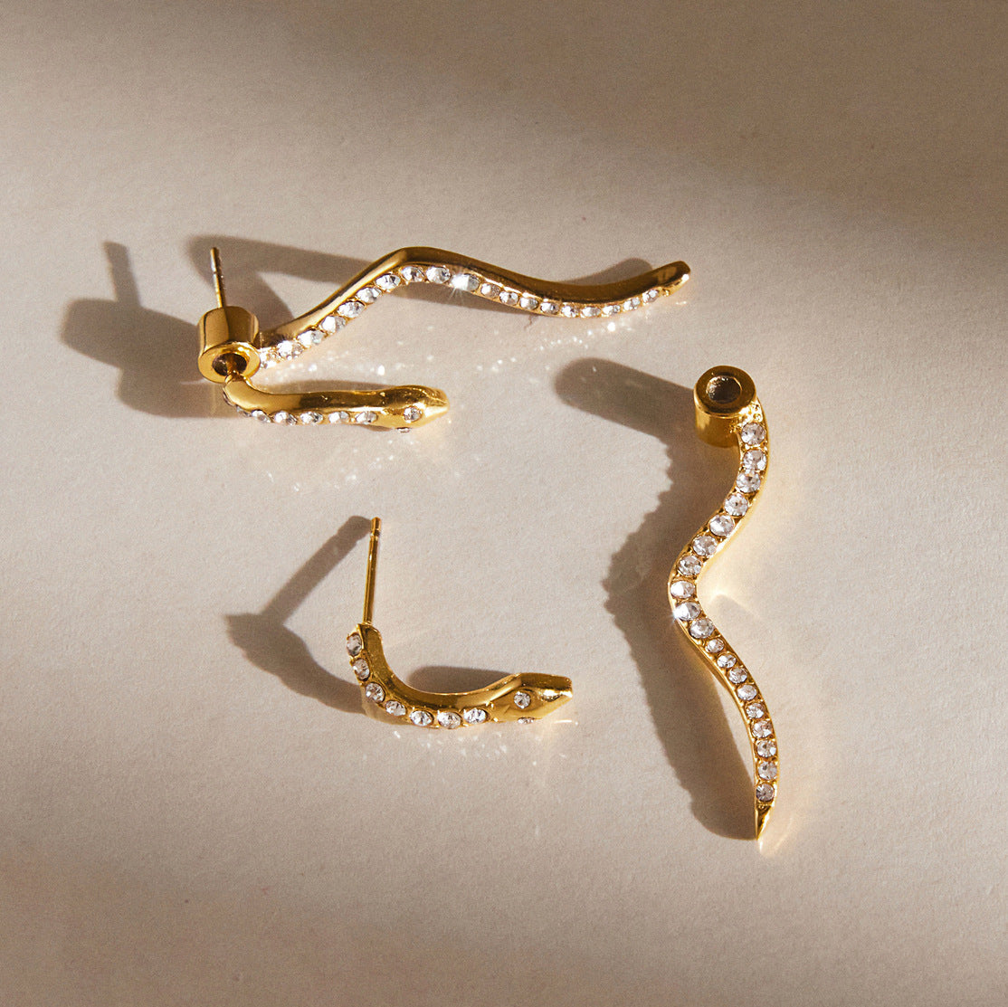 Serpent Zirconia Stainless Steel Earrings Set — view 5