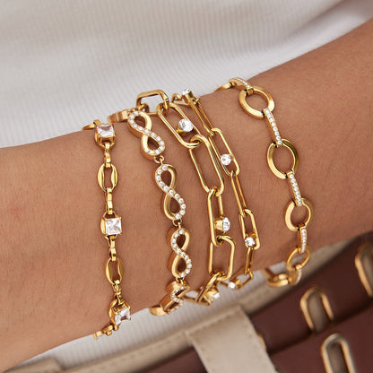 Stainless Steel CZ Link Bracelet Series — view 2