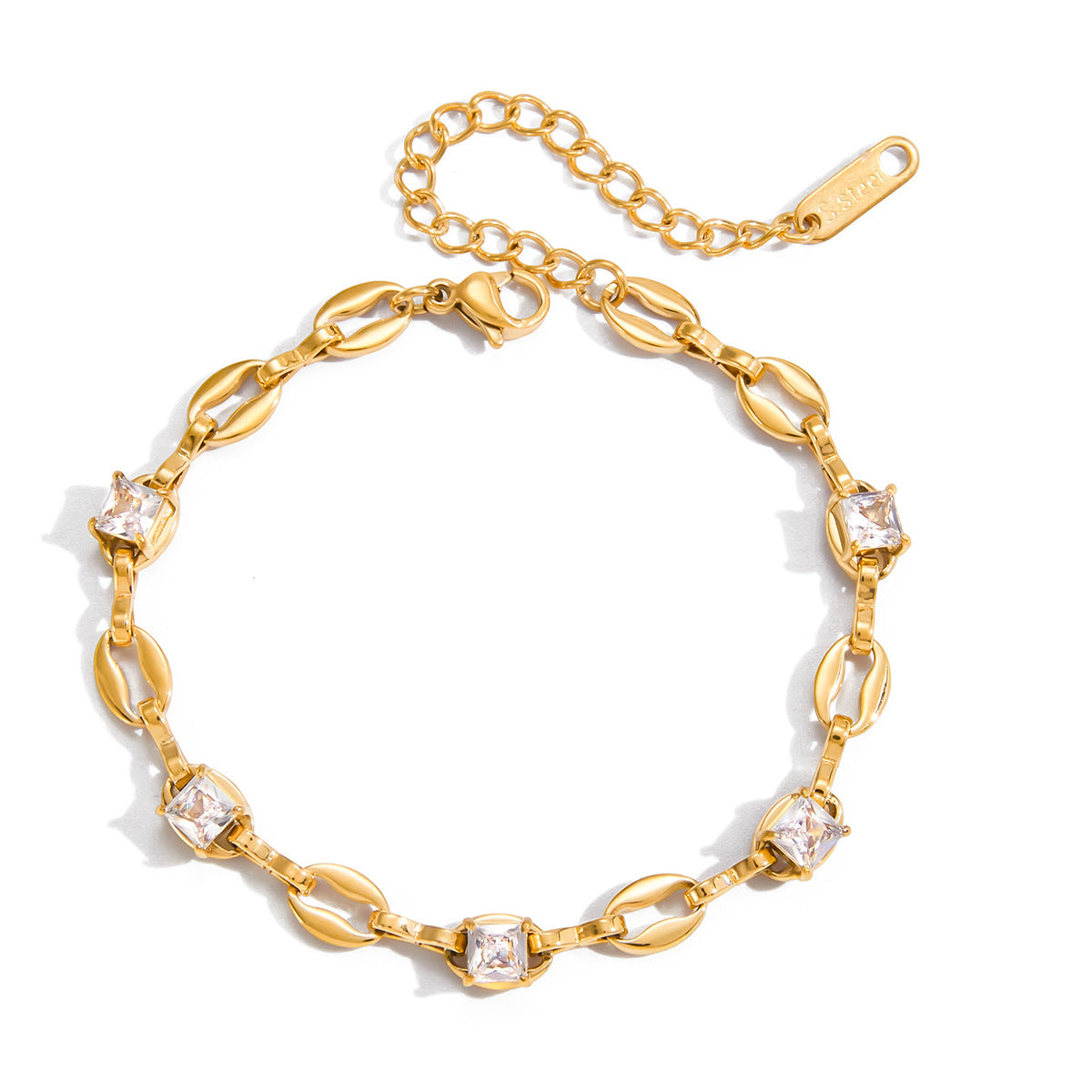 Stainless Steel CZ Link Bracelet Series — view 4