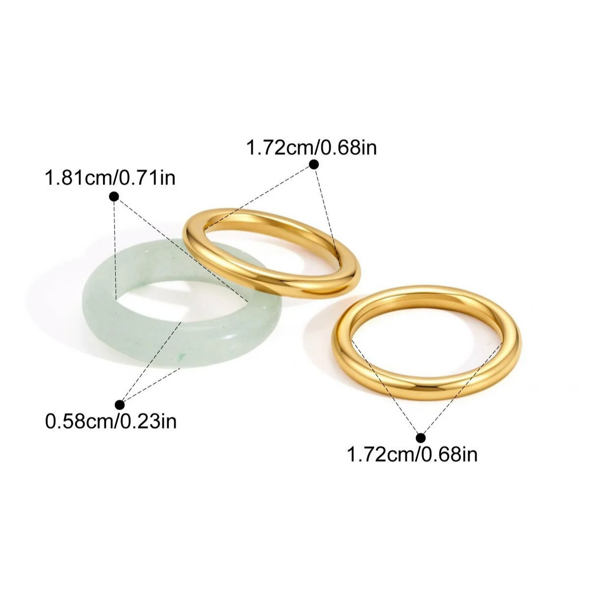 Stacked Stone & Zirconia Ring Set — Green Aventurine Stacking Ring · Gold · 7