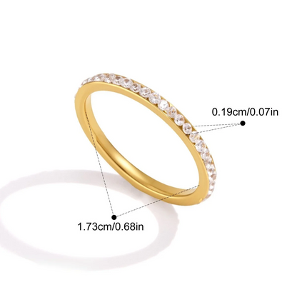 Premium CZ Stackable Ring Collection — Round Pavé Band Ring · Gold · 7