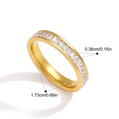 Premium CZ Stackable Ring Collection — Baguette Pavé Band Ring · Gold · 7