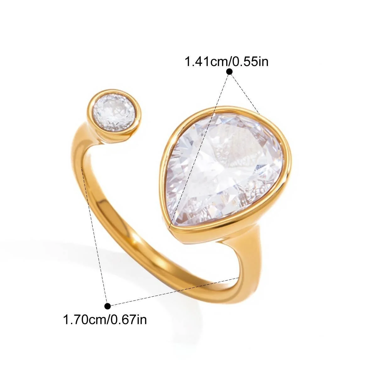 Dual Stone Zirconia Open Ring Series — Geo Dual-Stone Open Ring · Gold