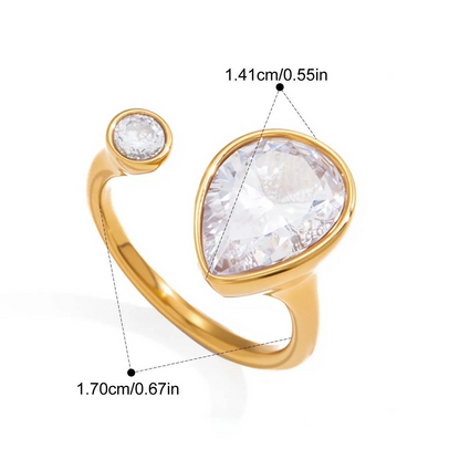 Dual Stone Zirconia Open Ring Series — Geo Dual-Stone Open Ring · Gold