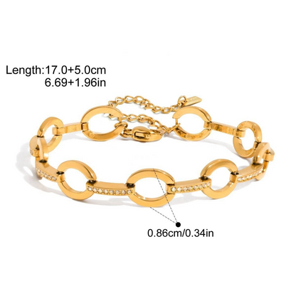 Stainless Steel CZ Link Bracelet Series — Infinity Pave Link Bracelet · Gold