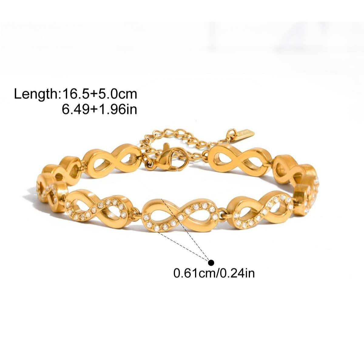 Stainless Steel CZ Link Bracelet Series — Chunky Round Link Bracelet · Gold
