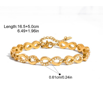 Stainless Steel CZ Link Bracelet Series — Chunky Round Link Bracelet · Gold