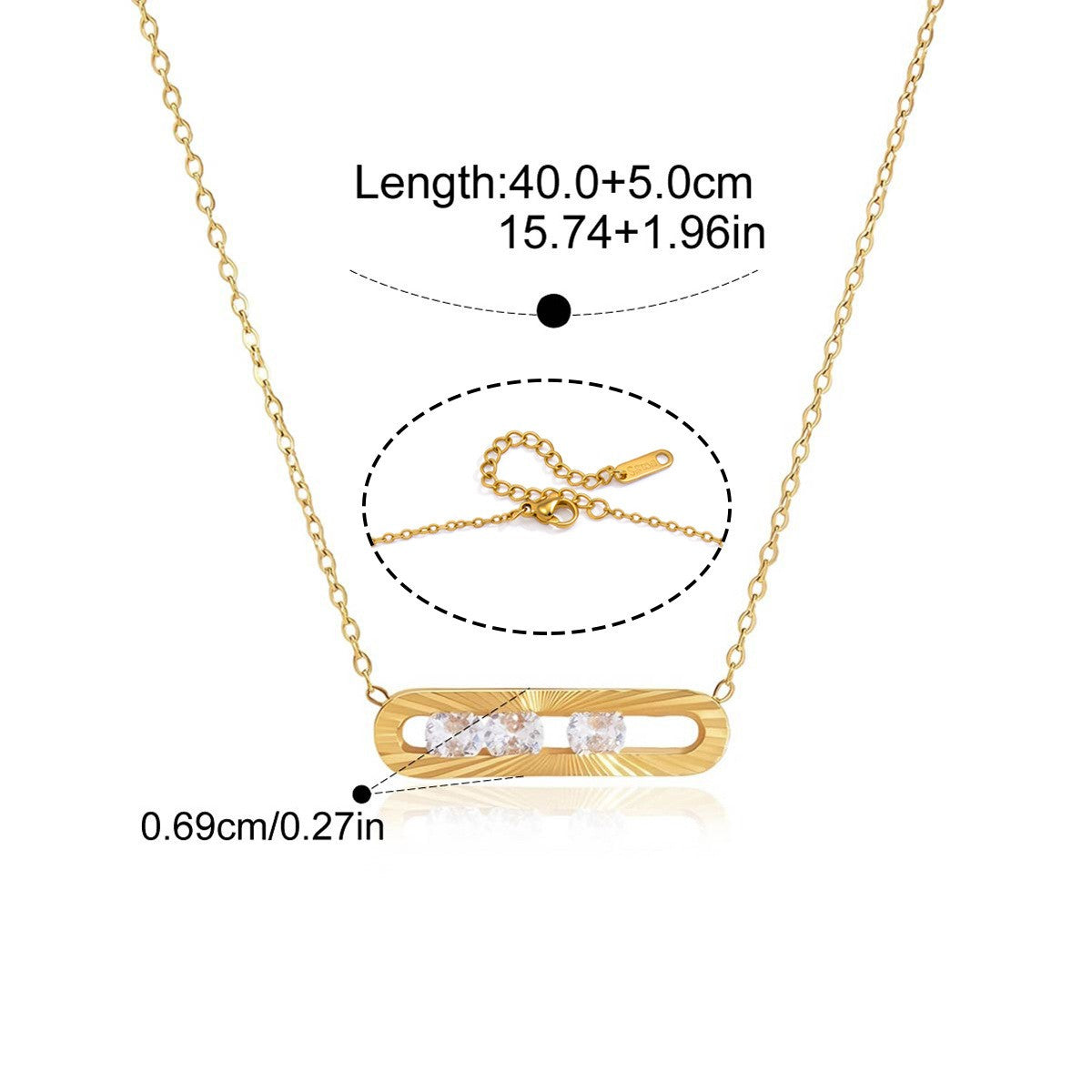 Sunray Zirconia Paperclip Necklace Series — Sunray Grande Necklace · Gold