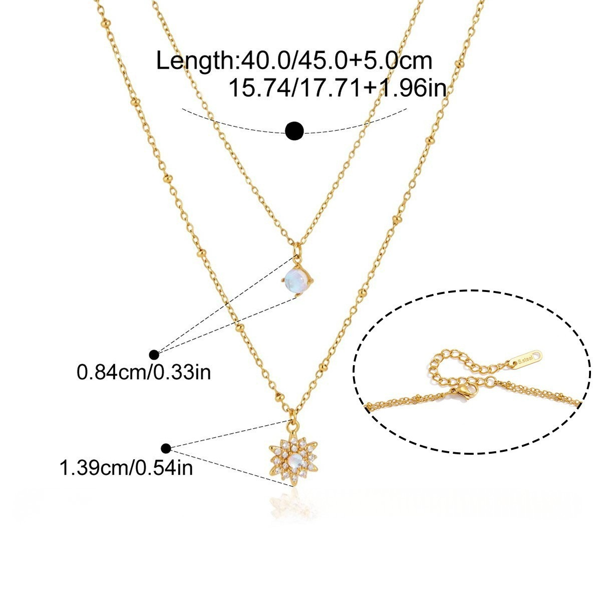 Aurora Celestial Jewelry Set — Aurora Starburst Layered Necklace · Gold