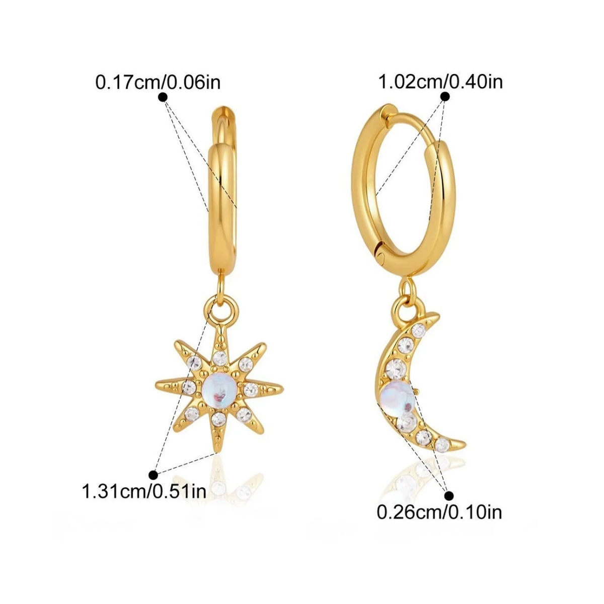 Aurora Celestial Jewelry Set — Celestial Asymmetrical Hoop Earrings · Gold