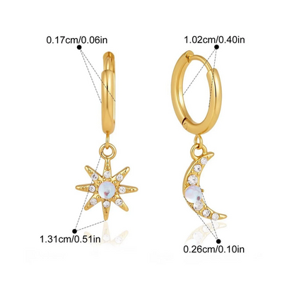 Aurora Celestial Jewelry Set — Celestial Asymmetrical Hoop Earrings · Gold