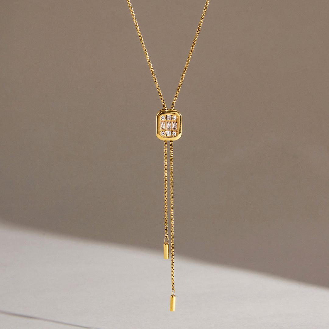 Adjustable CZ Slider Lariat Necklace — view 4