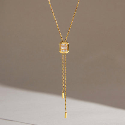 Adjustable CZ Slider Lariat Necklace — view 4