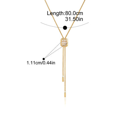 Adjustable CZ Slider Lariat Necklace — Dainty Adjustable Slider Necklace · Gold