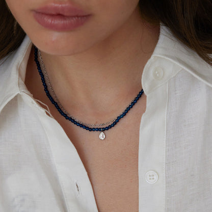 Blue Bead & T-Bar CZ Layering Set — view 3