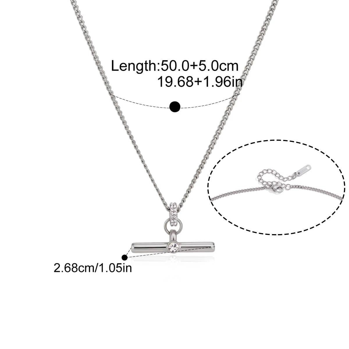 Blue Bead & T-Bar CZ Layering Set — Vintage T-Bar Necklace · Silver