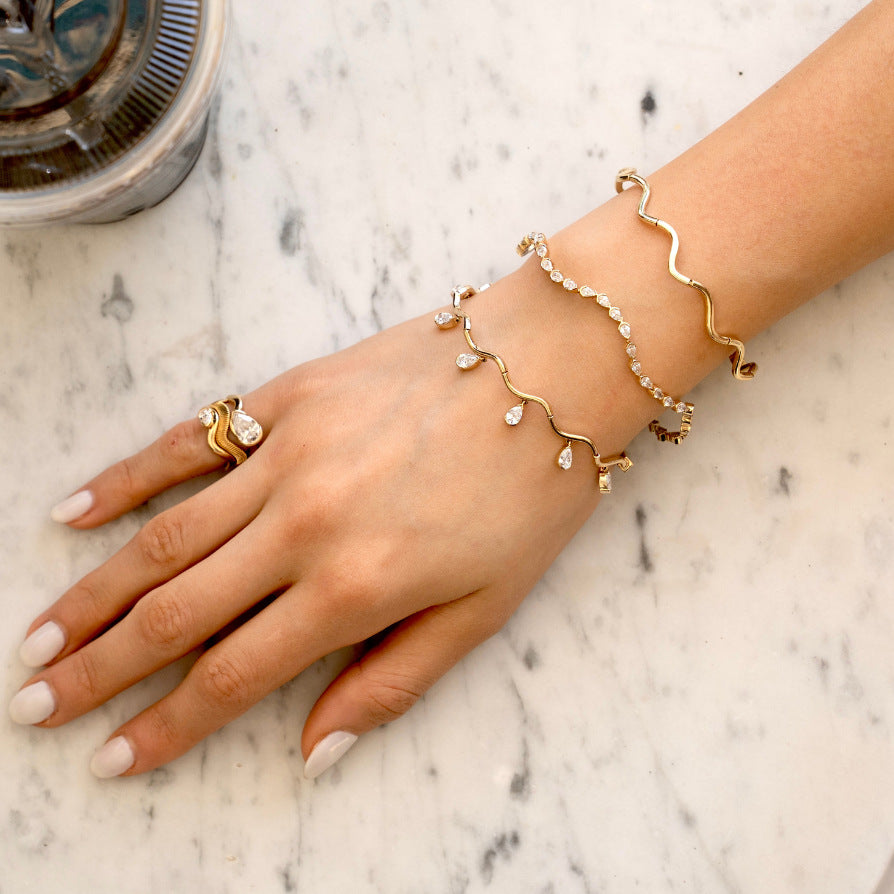 Wavy CZ Bangle & Bracelet Series — view 3