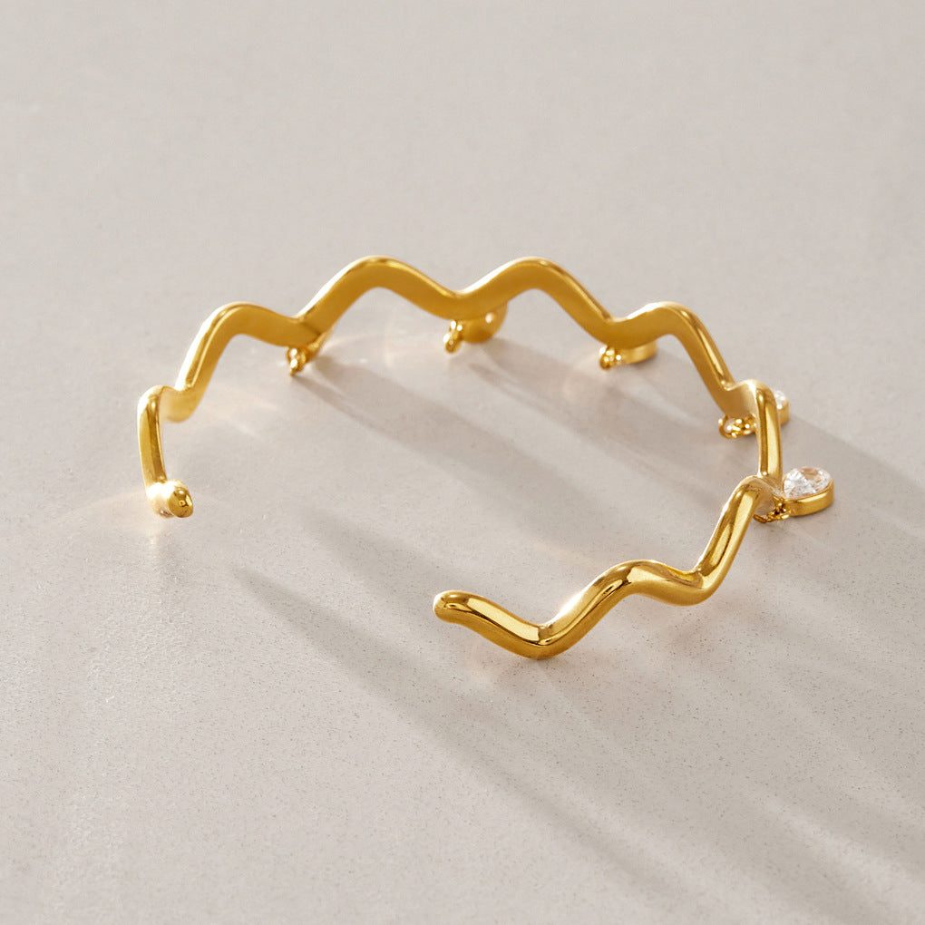 Wavy CZ Bangle & Bracelet Series — view 5