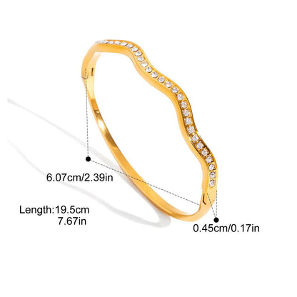 Wavy CZ Bangle & Bracelet Series — Pave Wave CZ Bangle · Gold