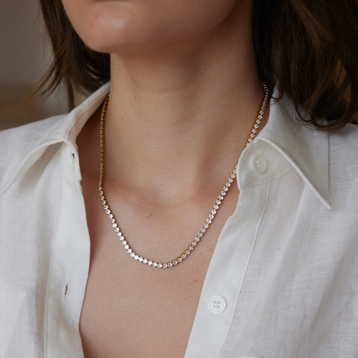 Classic 3mm CZ Tennis Necklace Series — view 2