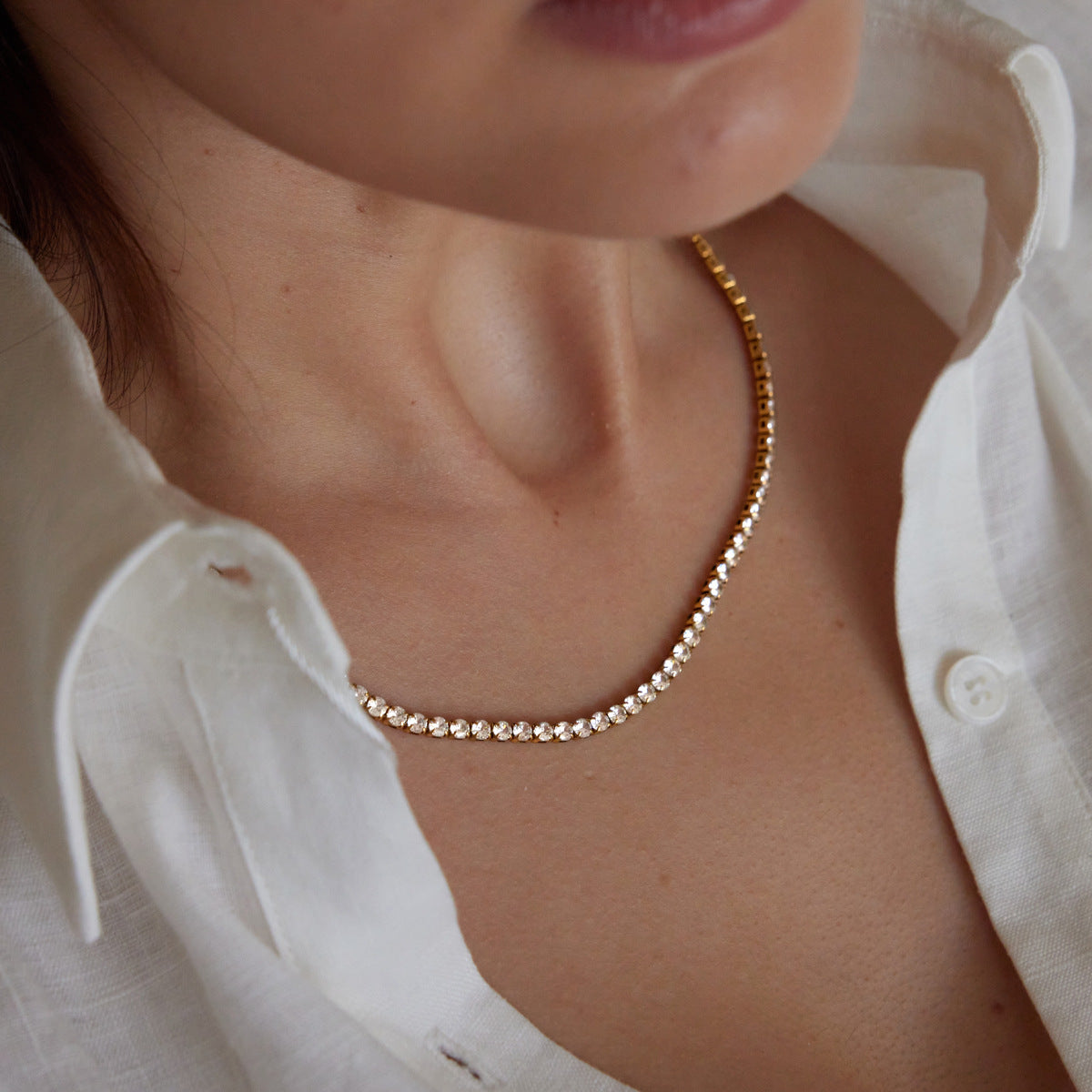 Classic 3mm CZ Tennis Necklace Series — view 3
