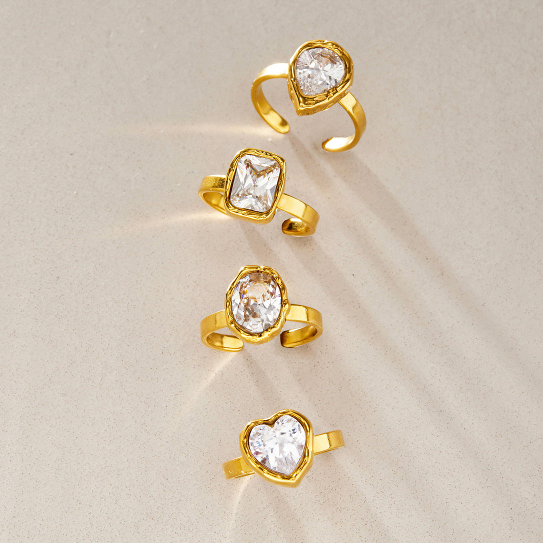 Vintage Wave CZ Open Ring Series — view 4