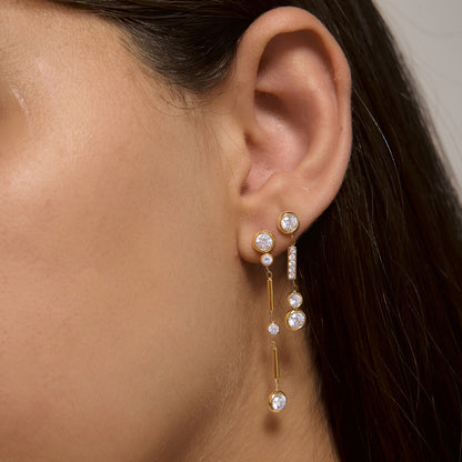 Modern Geometric CZ Bar Drop Earrings — view 3
