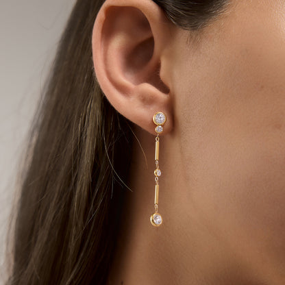 Modern Geometric CZ Bar Drop Earrings — view 4