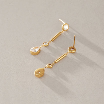 Modern Geometric CZ Bar Drop Earrings — view 6