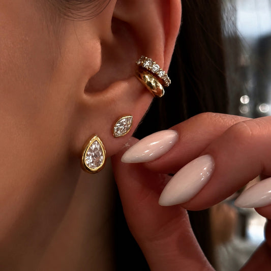 Vintage CZ Stud & Ear Cuff Set — view 2