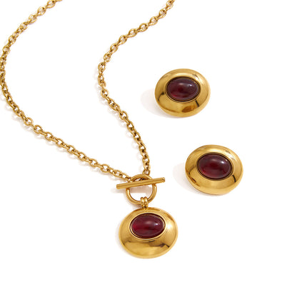 Retro Toggle Resin CZ Jewelry Set