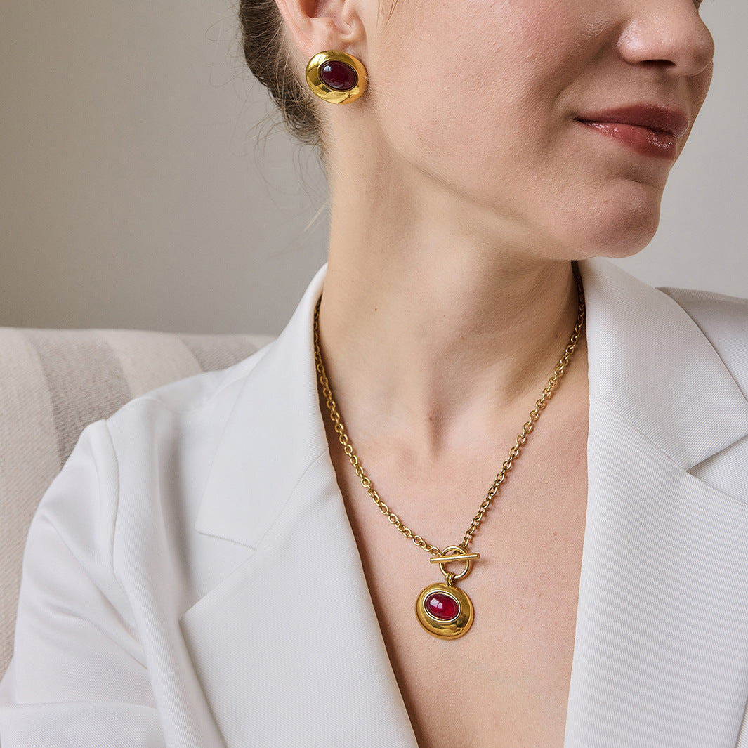 Retro Toggle Resin CZ Jewelry Set — view 2