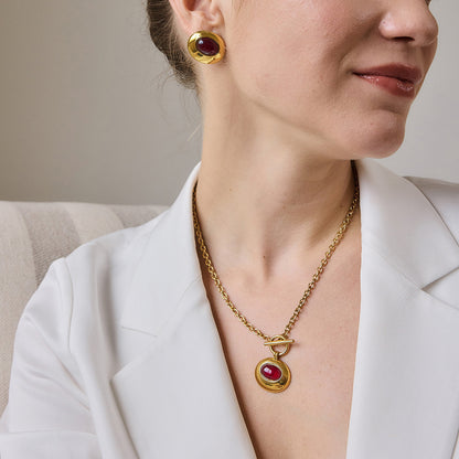 Retro Toggle Resin CZ Jewelry Set — view 2