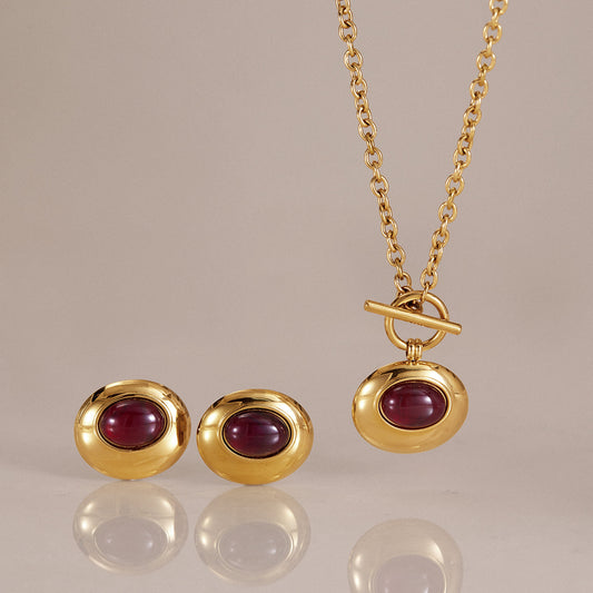 Retro Toggle Resin CZ Jewelry Set — view 5